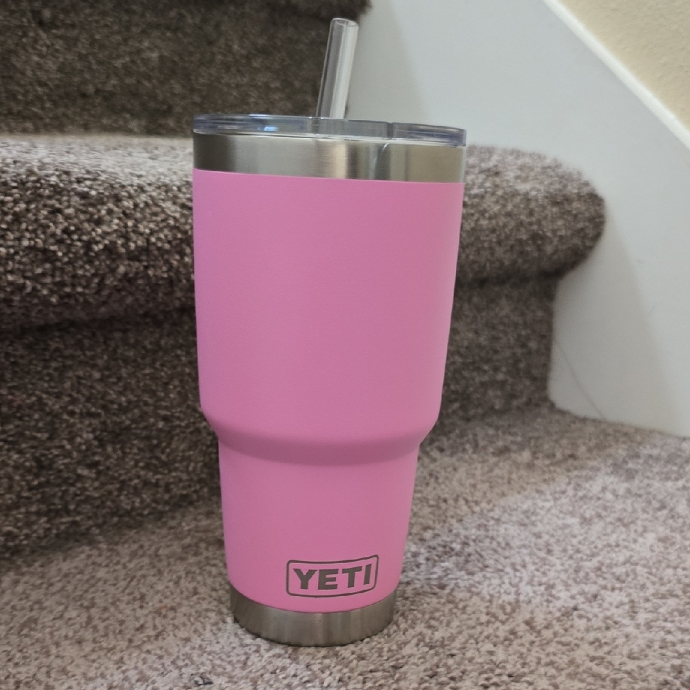 Yeti Pink Insulated Tumbler with Straw Lid 32 Oz